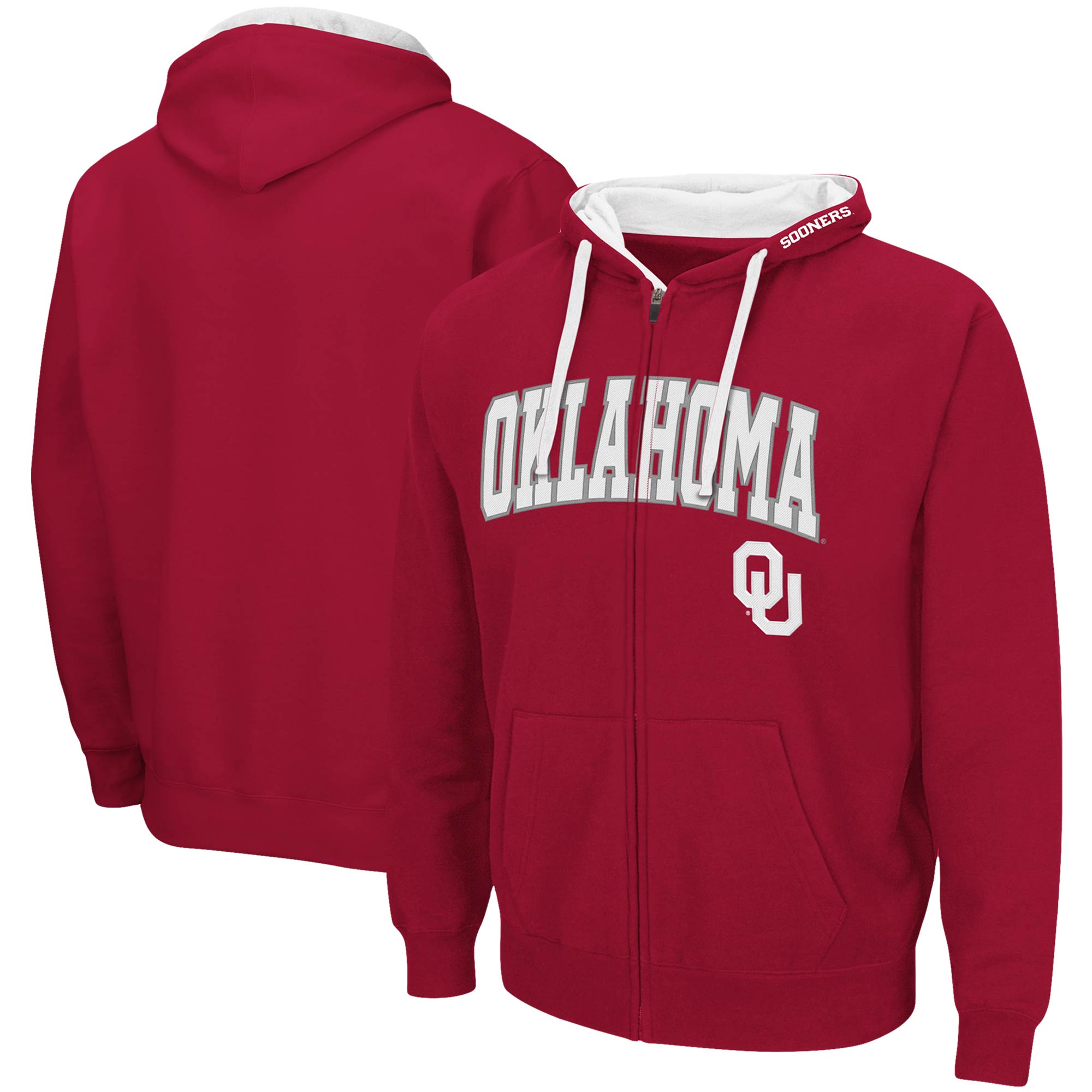 Men's Colosseum Crimson Oklahoma Sooners Big \u0026 Tall Full-Zip Hoodie